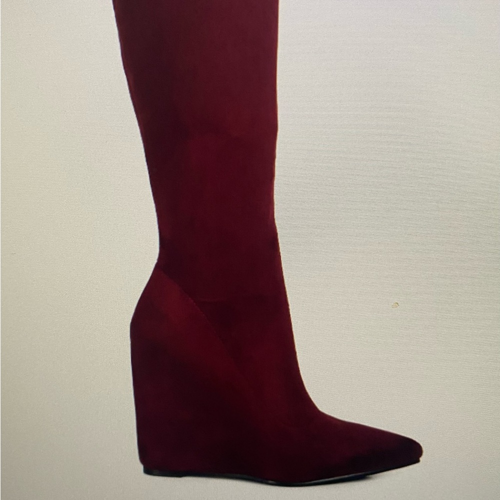 Gorgeous Burgundy London Rag Gladol Wedge Heel Calf Boots